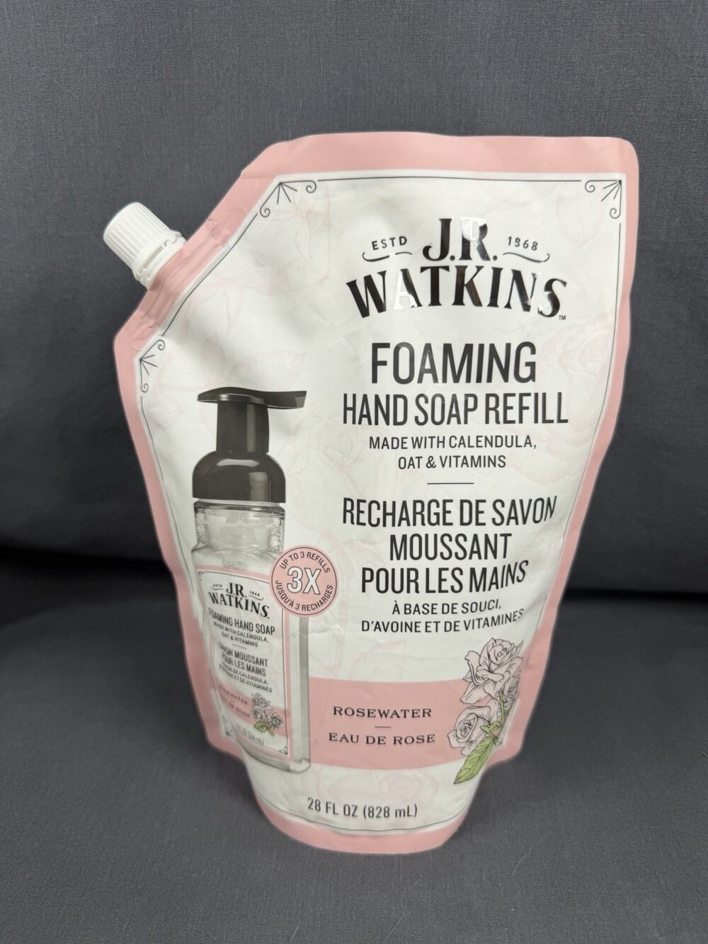 JR Watkins FOAMING HAND SOAP Refill Rosewater 28 Fl Oz - Free Shipping